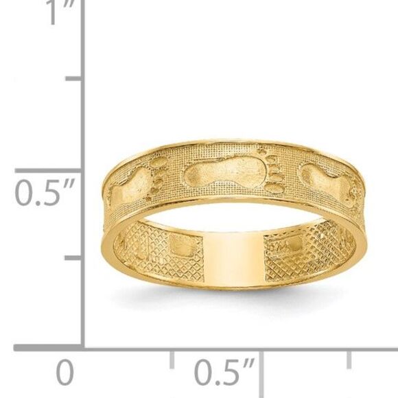 14k Yellow Gold Footprints In The Sand Ring - Picture 7 of 9